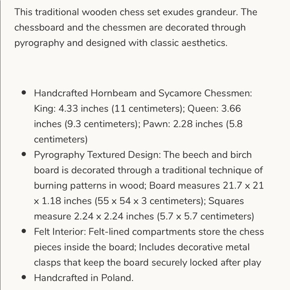 Husaria European International Chess Wooden Game
